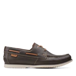 Clarks Noonan Lace Men's Boat Shoes Dark Brown | CLK217BFW