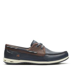 Clarks Orson Harbour Men's Boat Shoes Navy | CLK048LAJ