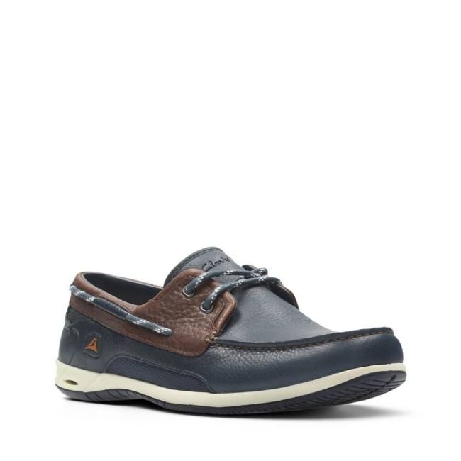 Clarks Orson Harbour Men's Boat Shoes Navy | CLK048LAJ