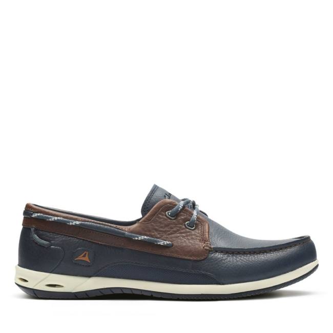 Clarks Orson Harbour Men\'s Boat Shoes Navy | CLK048LAJ